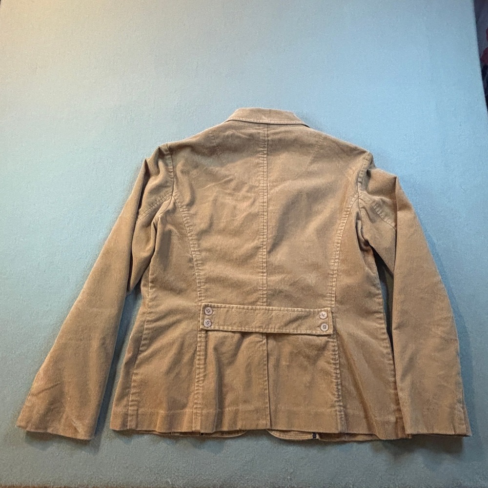 Lands End Corduroy Blazer Womens 12 Tan Brown Utility Jacket Dark Academia - Picture 7 of 9